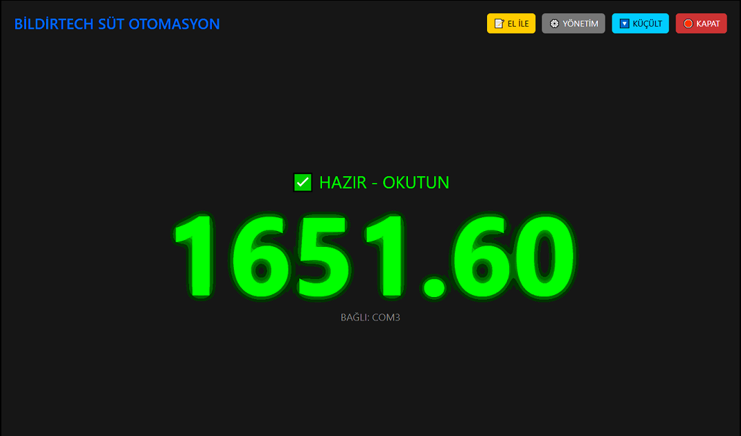 BİLDİRTECH SÜT KANTAR OTOMASYONU